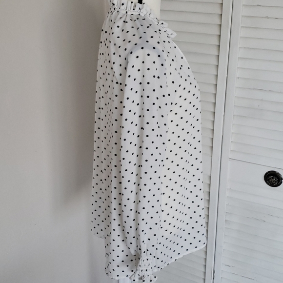 White/Black/Silver Polka Dot Long Sleeve Top - Picture 6 of 10